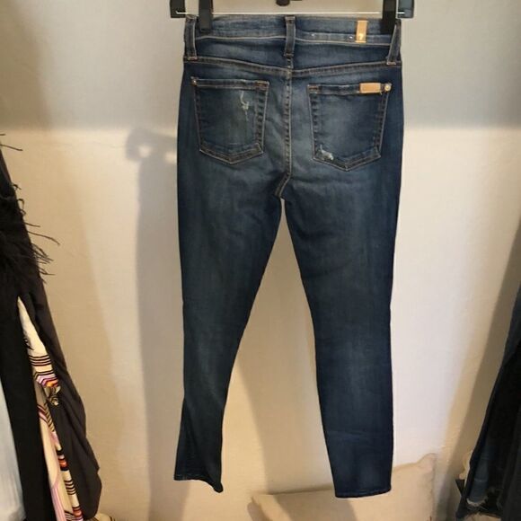 7 for all mankind skinny distressed ripped denim - Picture 4 of 5